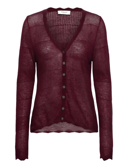 Rosemunde Rwlotus Tencel Ls Cardigan   Burgundy   XS