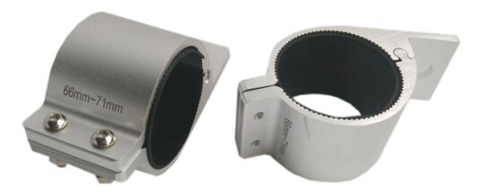 Ekstralysfester i alluminium for 66 71mm Sett med 2stk klemmer i aluminiumfarge