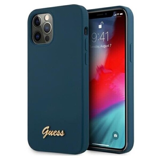Guess Guhcp12llslmgbl Iphone 12 Pro Max 6,7" Blå/Blå Hardmetalllogoskript