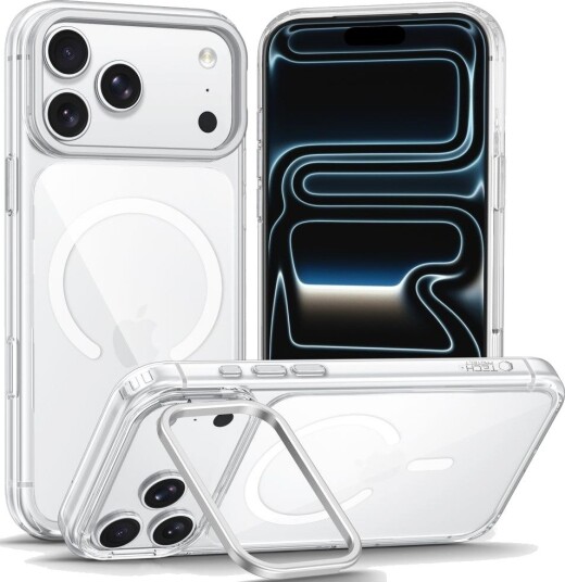 Tech-Protect MagStand CC-etui til iPhone 18 Pro / 17 Pro - MagSafe Kompatibel - Transparent