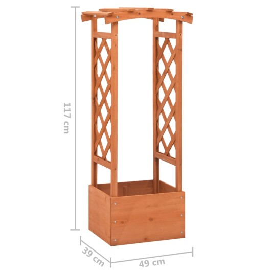 vidaXL Blomsterkasse med espalier og bue 49x39x117 cm gran