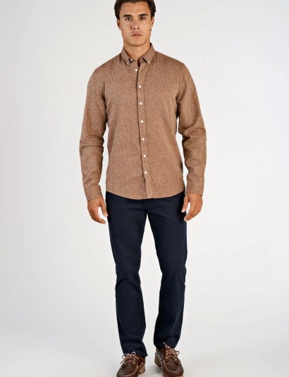 Lindbergh Linen/Cotton Shirt L/S Brown S