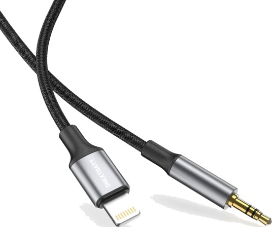 NEXTBATT Lightning til 3,5 mm AUX-adapter, 1m - svart/grå