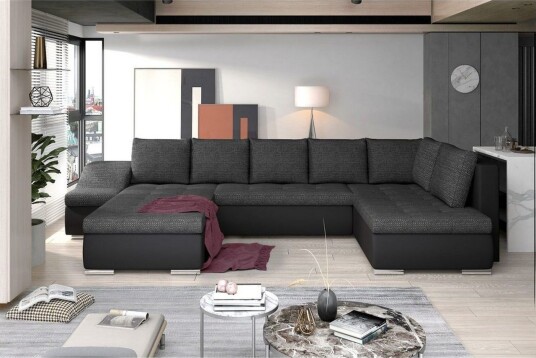 Seksjon Eltap Giovanni 351x82x190 cm Berlin 02 Soft 11 Svart Venstre