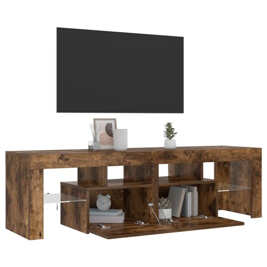 vidaXL TV-benk med LED-lys røkt eik 140x36,5x40 cm