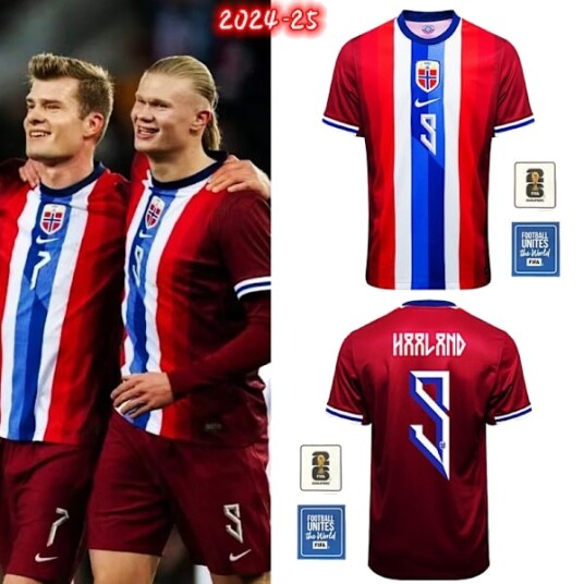 2026 VM Norges herrelandslag i fotball hjemmedrakt – Erling Haaland #9 & Martin Ødegaard #10 fotballsett for fans/barn/voksne