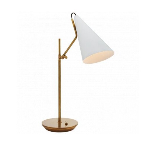 Clemente Table Lamp Antique Brass with White