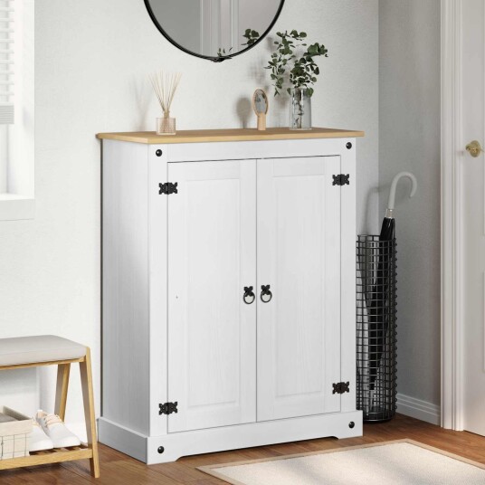 vidaXL Sko Skap med hylle med dør Hvit 86 x 38,5 x 108 cm Massiv furu vidaXL Sko Skap med hylle med dør Hvit 86 x 38,5 x 108 cm Massiv furu