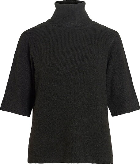 Vila Genser Vilolo S/S Rollneck Knit Top/Ka Svart