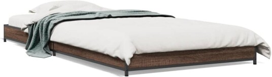 Sengeramme brun eik 100x200 cm konstruert tre og metall 8721012987012