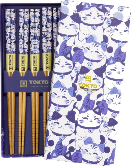 Tokyo Design Studio Sett lucky cat spisepinner 5 pakning