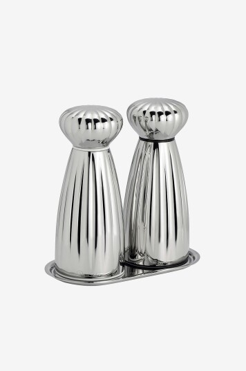 Robert Welch Salt og pepperkverner Palm Bright Medium med brett sett Sølv Robert Welch Salt og pepperkverner Palm Bright Medium med brett sett Sølv