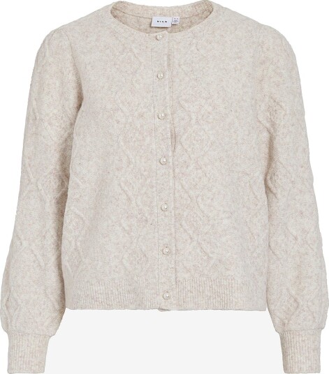 Vila - Kardigan Vicleo O-Neck L/S Cable Knit Cardig - Brun