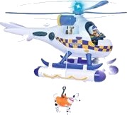 Fireman Sam Brannmann Sam Wallaby politihelikopter med figur