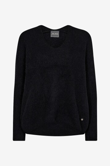 MOS MOSH Genser mThora V neck Knit Svart