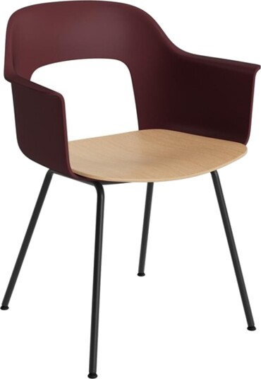 Hay Layout 212 Spisestol med Armlener Bordeaux/ Sort/eik