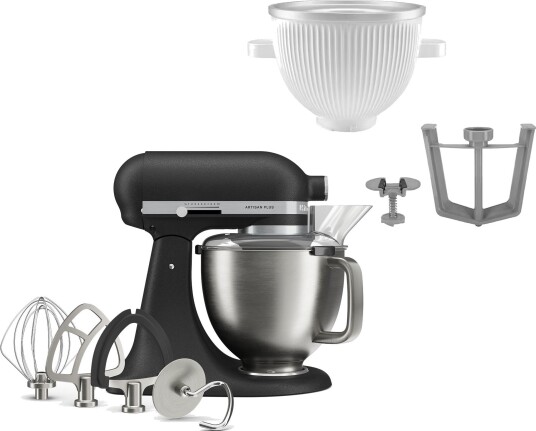 Kitchenaid Artisan Plus kjøkkenmaskin med iskremtilbehør cast iron black
