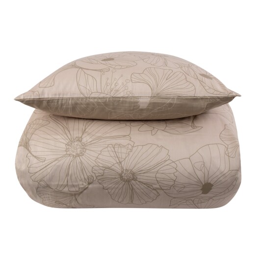 Borg Living Sateng sengesett - 140x200 cm - 100% Bomullssateng - Big flower sand