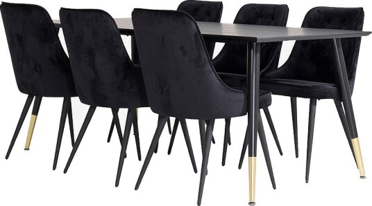 Venture Home   Spisegruppe Doris bord og 6 stk Valleta stoler   Svart