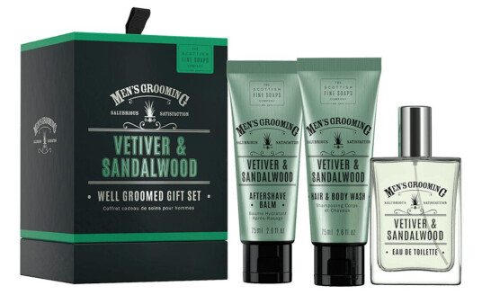 Scottish Fine Soaps Vetiver & Sandalwood Well Groomed Gift Set