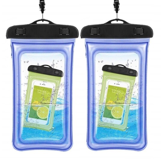 Inf Flytende Vanntett Mobildeksel Universalstørrelse Blå 2 Pack Inf Flytende Vanntett Mobildeksel Universalstørrelse Blå 2 Pack