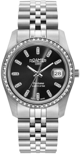 Roamer Monza Dameklokke 853858 41 59 20 Positano Sort/Stål Ø34 mm Roamer Monza Dameklokke 853858 41 59 20 Positano Sort/Stål Ø34 mm
