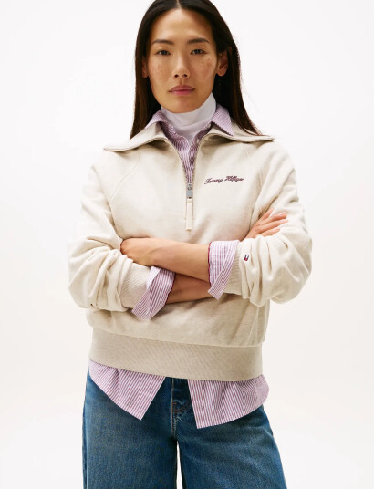 Tommy Hilfiger Classic Script Fleece Half-Zip - Cream - XXL Tommy Hilfiger Classic Script Fleece Half-Zip - Cream - XXL