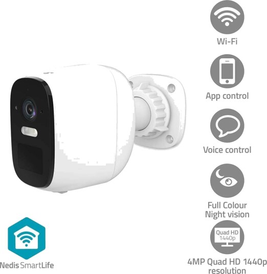SmartLife utendørskamera | Wi Fi | Spotlight | 4MP Quad HD 1440p / 2560x1440 | Panorer tilt | IP66 | Maks. batterilevetid: 10 må