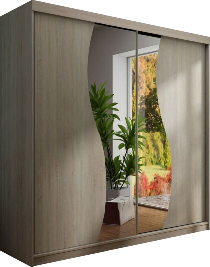 Dunkra Garderobeskap Med Speil 200x200 cm - Brun