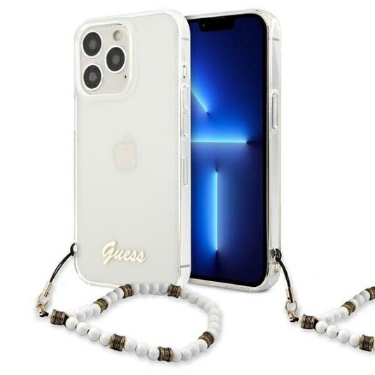 Guess Mobildeksel til iPhone 13 Pro / 13 6,1" Gjennomsiktig Hvit Pearl