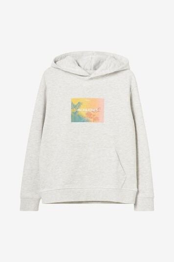 Jack & Jones Junior Hettegenser jorAruba Sunset Branding Sweat Hood Hvit