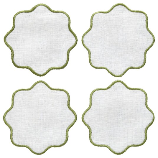 Decotique La Tavola Glassunderlegg 10x10 cm Hvit / Grønn