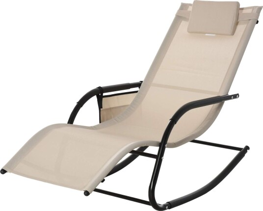 Beige metall gyngestol for hage 150x62x88 cm