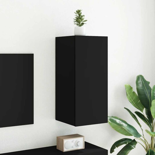 vidaXL Vegghengt TV-benk med LED svart 30,5x35x70 cm 8721012258181