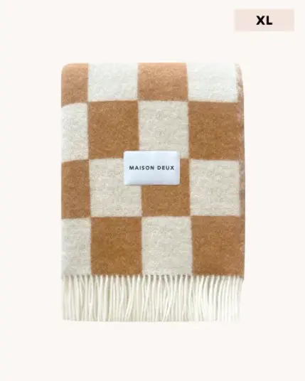 Maison Deux Checkerboard XL Pledd Hvit/Terracotta