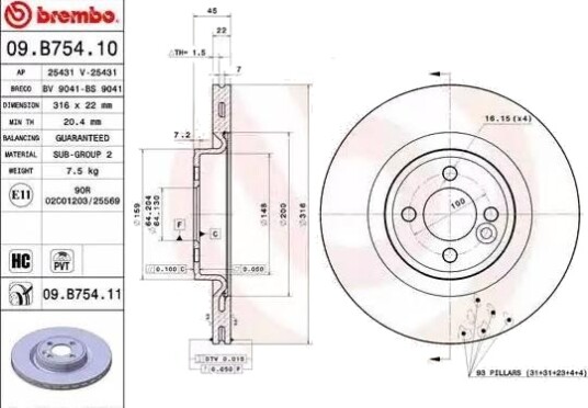 Bremseskive BREMBO 09.B754.11