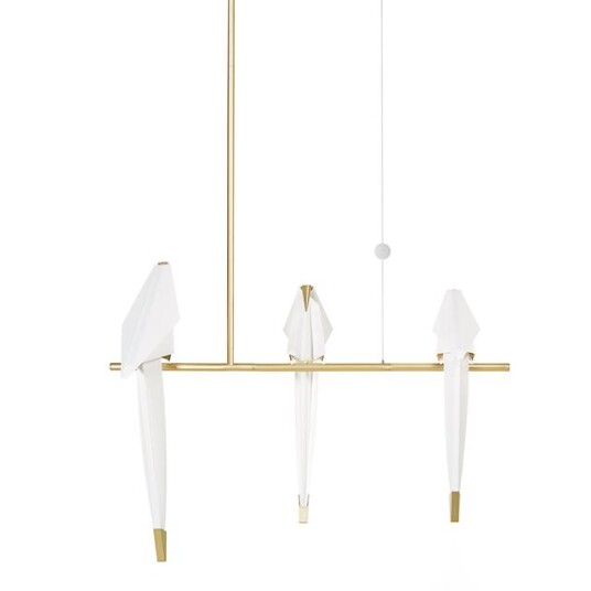 Moooi Perch Light Branch Taklampe Liten Messing/ Hvit Dimbar