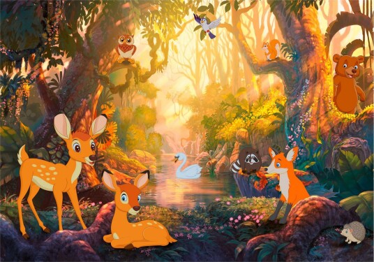 Fototapet Animals In The Forest 350x245 - Finnes i flere størrelser