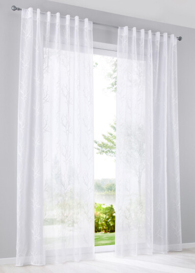 bonprix Gardinen med broderi (1-pack) 1 (H/B: 145/130 cm),3 (H/B: 225/130 cm),4 (H/B: 245/130 cm) hvit