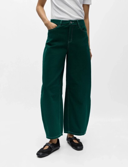 Object Objmio Andrea Mw Cropped Twill Jeans 144 Green 36 x 32