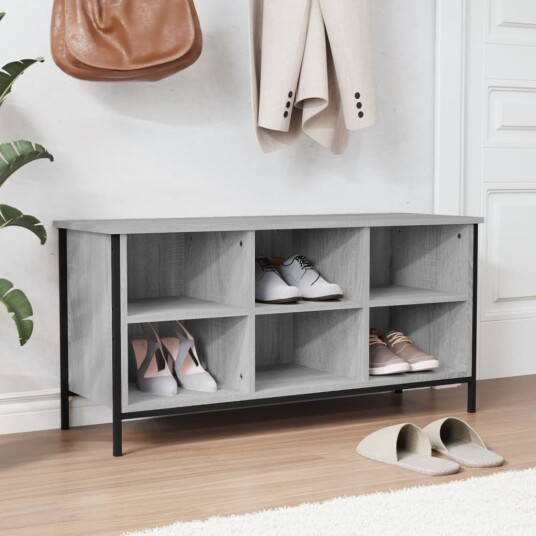 vidaXL Skoskap gr? sonoma 100x35x50 cm konstruert tre