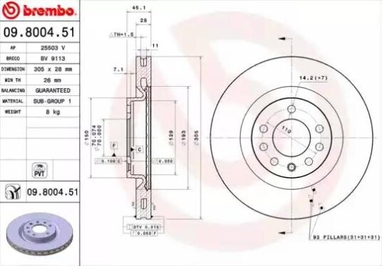Bremseskive BREMBO 09.8004.51