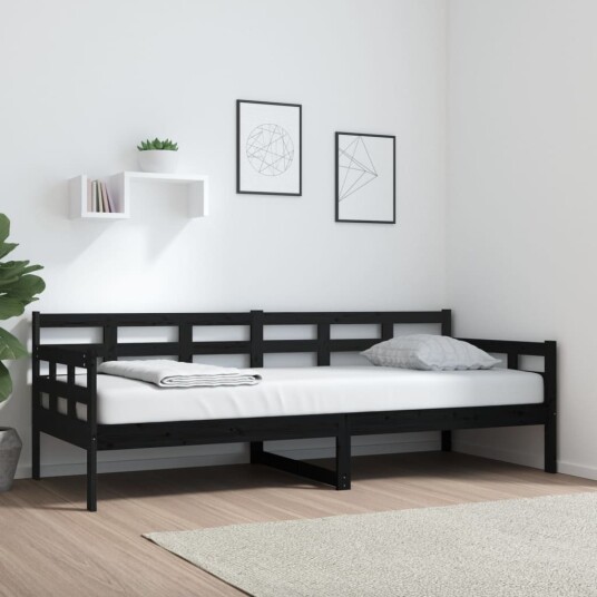vidaXL Dagseng svart heltre furu 80x200 cm