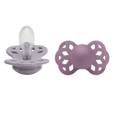 BIBS® Soother Infinity symmetrisk smokk 6-18 måneder Fossil Grey & Mauve 2 stk.