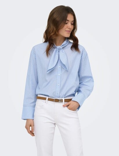 ONLY Onldisako L/S Bow Detail Shirt Wvn Ex Blue L
