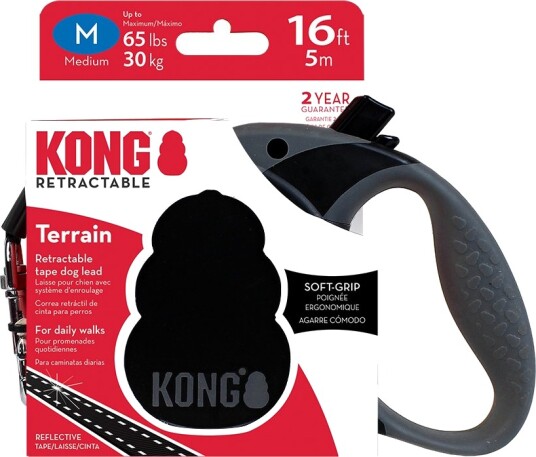 Kong Terrain Uttrekkbart Bånd Svart Størrelse M Opptil 30 kg Lengde 5 M Kong Terrain Uttrekkbart Bånd Svart Størrelse M Opptil 30 kg Lengde 5 M