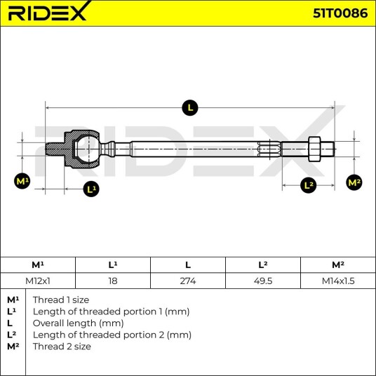 RIDEX 51T0086 Aksialledd, parallellstag