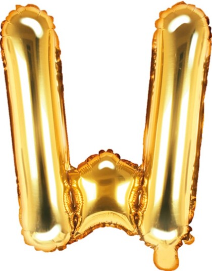 Partydeco Bokstaven W Gullfarget 35 cm Liten Folieballong