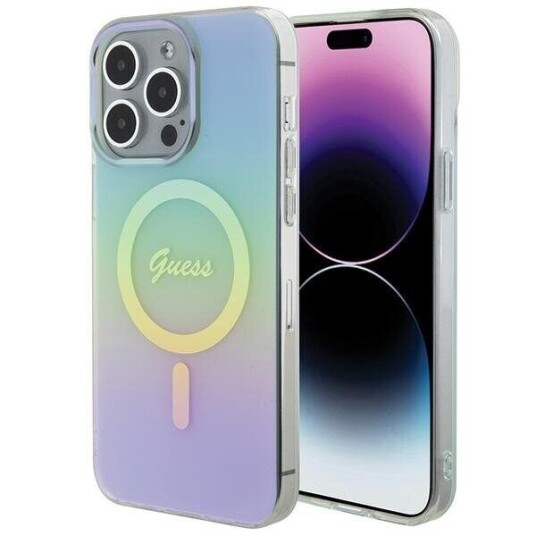 Guess Iridescent MagSafe Deksel til iPhone 15 Pro - Turkis