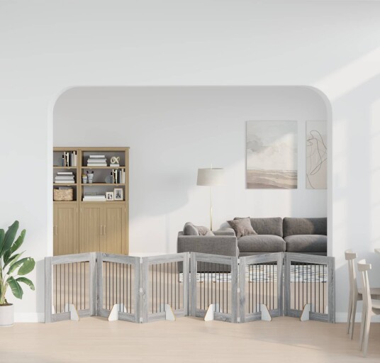 Vidaxl Foldbar Hundegitter Med Stativer 6 Stk. Grå Sonoma 482 cm